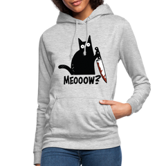 Meow Murder Cat | Frauen Hoodie - Hellgrau meliert