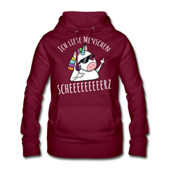 Ich liebe Menschen Einhorn | Frauen Hoodie - Bordeaux
