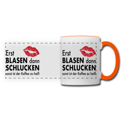 Erst blasen dann schlucken Tasse - Weiß/Orange