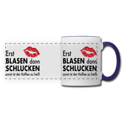 Erst blasen dann schlucken Tasse - Weiß/Kobaltblau