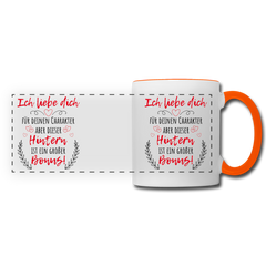 Ich liebe Dich für Deinen Charakter Tasse - Weiß/Orange