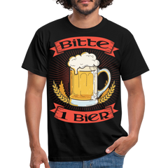 Bitte 1 Bier Lustiger Bier Spruch | Männer T-Shirt - Schwarz