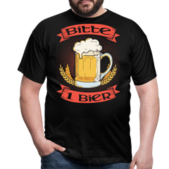 Bitte 1 Bier Lustiger Bier Spruch | Männer T-Shirt - Schwarz