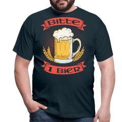 Bitte 1 Bier Lustiger Bier Spruch | Männer T-Shirt - Navy