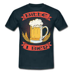 Bitte 1 Bier Lustiger Bier Spruch | Männer T-Shirt - Navy