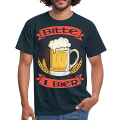 Bitte 1 Bier Lustiger Bier Spruch | Männer T-Shirt - Navy