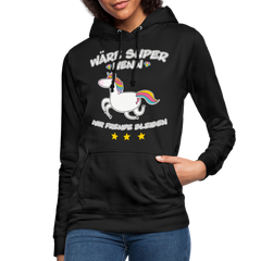 Fremde bleiben Einhorn | Frauen Hoodie - Schwarz