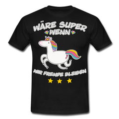 Fremde bleiben Einhorn | Männer T-Shirt - Schwarz