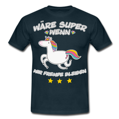 Fremde bleiben Einhorn | Männer T-Shirt - Navy