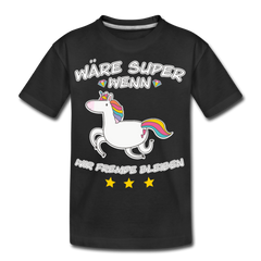 Fremde bleiben Einhorn | Teenager Premium Bio T-Shirt - Schwarz