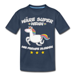 Fremde bleiben Einhorn | Teenager Premium Bio T-Shirt - Navy