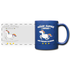 Fremde bleiben Einhorn | Panoramatasse farbig - Royalblau