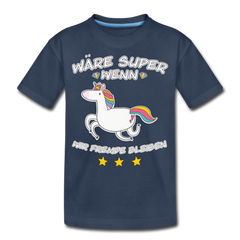 Fremde bleiben Einhorn | Kinder Premium Bio T-Shirt - Navy