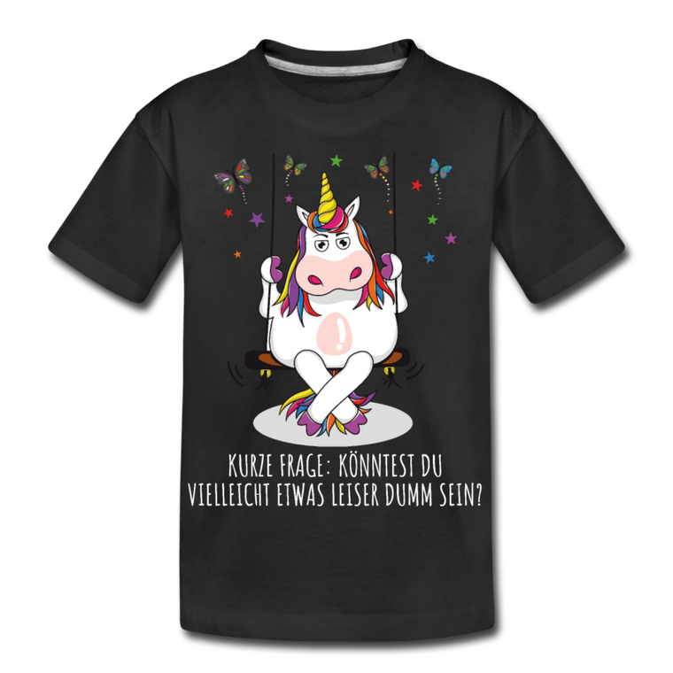 Freches Einhorn | Teenager Premium Bio T-Shirt - Schwarz
