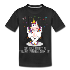 Freches Einhorn | Teenager Premium Bio T-Shirt - Schwarz