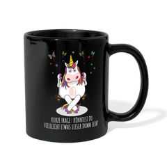 Freches Einhorn | Panoramatasse farbig - Schwarz