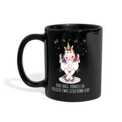 Freches Einhorn | Panoramatasse farbig - Schwarz