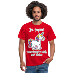 Ja super Einhorn Spruch | Männer T-Shirt - Rot