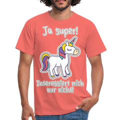 Ja super Einhorn Spruch | Männer T-Shirt - Koralle