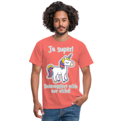 Ja super Einhorn Spruch | Männer T-Shirt - Koralle