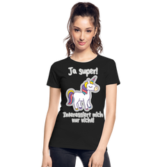 Ja super Einhorn Spruch | Frauen Premium Bio T-Shirt - Schwarz