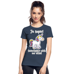 Ja super Einhorn Spruch | Frauen Premium Bio T-Shirt - Navy