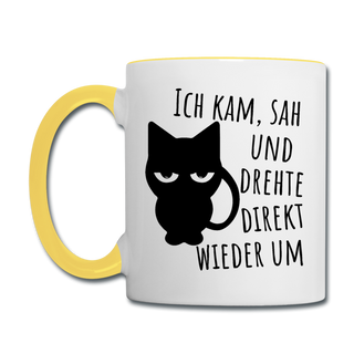 Kam Sah drehte um | Tasse zweifarbig - Weiß/Gelb