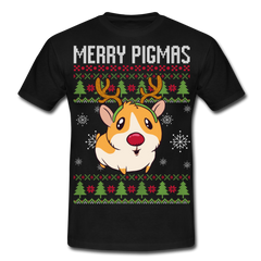 Merry Pigmas Ugly Christmas | Männer T-Shirt - Schwarz