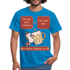 Bierhorn Lustiger Bier Spruch mit Einhorn | Männer T-Shirt - Royalblau