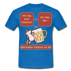 Bierhorn Lustiger Bier Spruch mit Einhorn | Männer T-Shirt - Royalblau