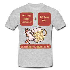 Bierhorn Lustiger Bier Spruch mit Einhorn | Männer T-Shirt - Grau meliert