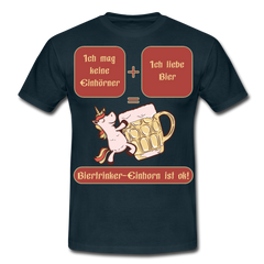 Bierhorn Lustiger Bier Spruch mit Einhorn | Männer T-Shirt - Navy