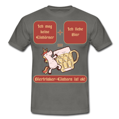 Bierhorn Lustiger Bier Spruch mit Einhorn | Männer T-Shirt - Graphit