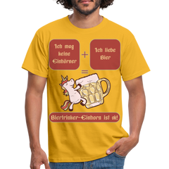 Bierhorn Lustiger Bier Spruch mit Einhorn | Männer T-Shirt - Gelb