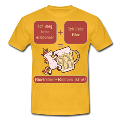 Bierhorn Lustiger Bier Spruch mit Einhorn | Männer T-Shirt - Gelb