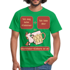 Bierhorn Lustiger Bier Spruch mit Einhorn | Männer T-Shirt - Kelly Green