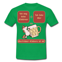 Bierhorn Lustiger Bier Spruch mit Einhorn | Männer T-Shirt - Kelly Green