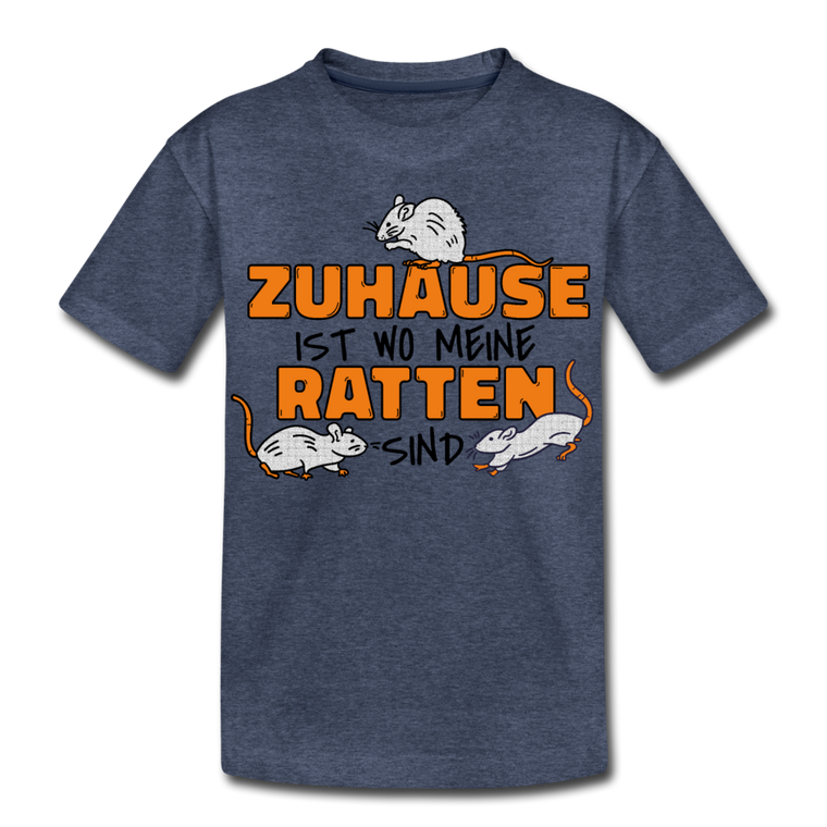 Zuhaus ist wo meine Ratten sind | Teenager Premium T-Shirt - Blau meliert