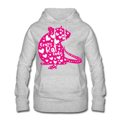 Crazy Rat Lady | Frauen Hoodie - Hellgrau meliert