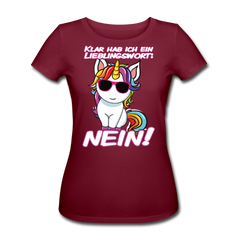 Lieblingswort Nein! | Frauen Bio T-Shirt - Burgunderrot