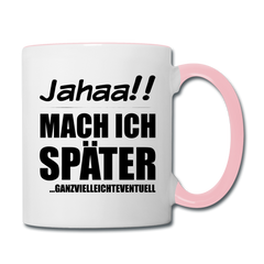 Frecher Teenager Spruch Kaffeetasse | Lustige Sprüche Kaffeebecher für Freche Mädchen und Jungs | Teenager Kinder | Faulenzer Trödler Tasse - Weiß/Pink