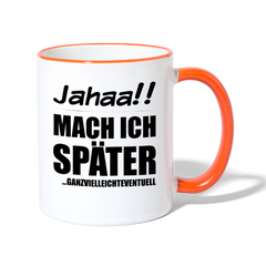 Frecher Teenager Spruch Kaffeetasse | Lustige Sprüche Kaffeebecher für Freche Mädchen und Jungs | Teenager Kinder | Faulenzer Trödler Tasse - Weiß/Orange