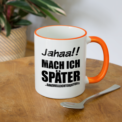 Frecher Teenager Spruch Kaffeetasse | Lustige Sprüche Kaffeebecher für Freche Mädchen und Jungs | Teenager Kinder | Faulenzer Trödler Tasse - Weiß/Orange