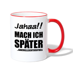 Frecher Teenager Spruch Kaffeetasse | Lustige Sprüche Kaffeebecher für Freche Mädchen und Jungs | Teenager Kinder | Faulenzer Trödler Tasse - Weiß/Rot