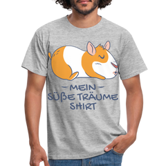 Schlafshirt Schlafen Meerschweinchen Mädchen Süße Träume Männer T-Shirt - Grau meliert