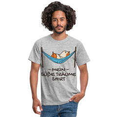 Schlafshirt Schlafen Meerschweinchen Mädchen Süße Träume Männer T-Shirt - Grau meliert