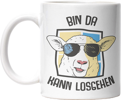 Bin da kann losgehen Schaaf Lustige Kaffeetassee online kaufen Geschenkidee