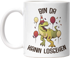 Bin da kann losgehen T Rex 2 Lustige Kaffeetassee online kaufen Geschenkidee