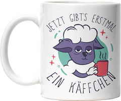Jetzt gibts erstmal ein Käffchen Schaaf Lustige Kaffeetassee online kaufen Geschenkidee