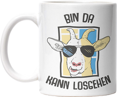 Bin da kann losgehen Ziege Lustige Kaffeetassee online kaufen Geschenkidee